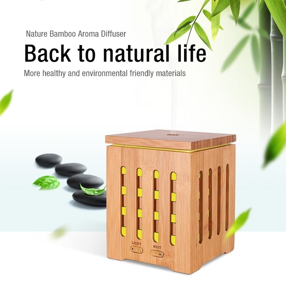 Nature Bamboo Aromatherapy Diffuser 200ml Ultrasonic Aroma Essential Oil Humidfier Diffuser