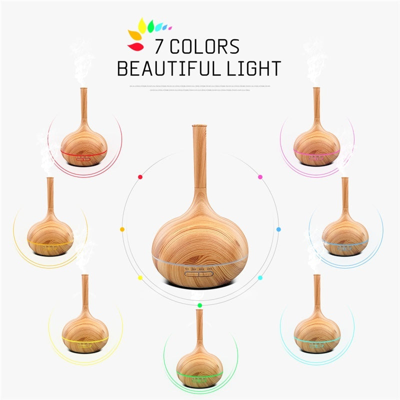 Wood Aroma Oil Diffuser 400ml Ultrasonic Color Light Humidifier Aromatherapy Oil Diffuser Machine