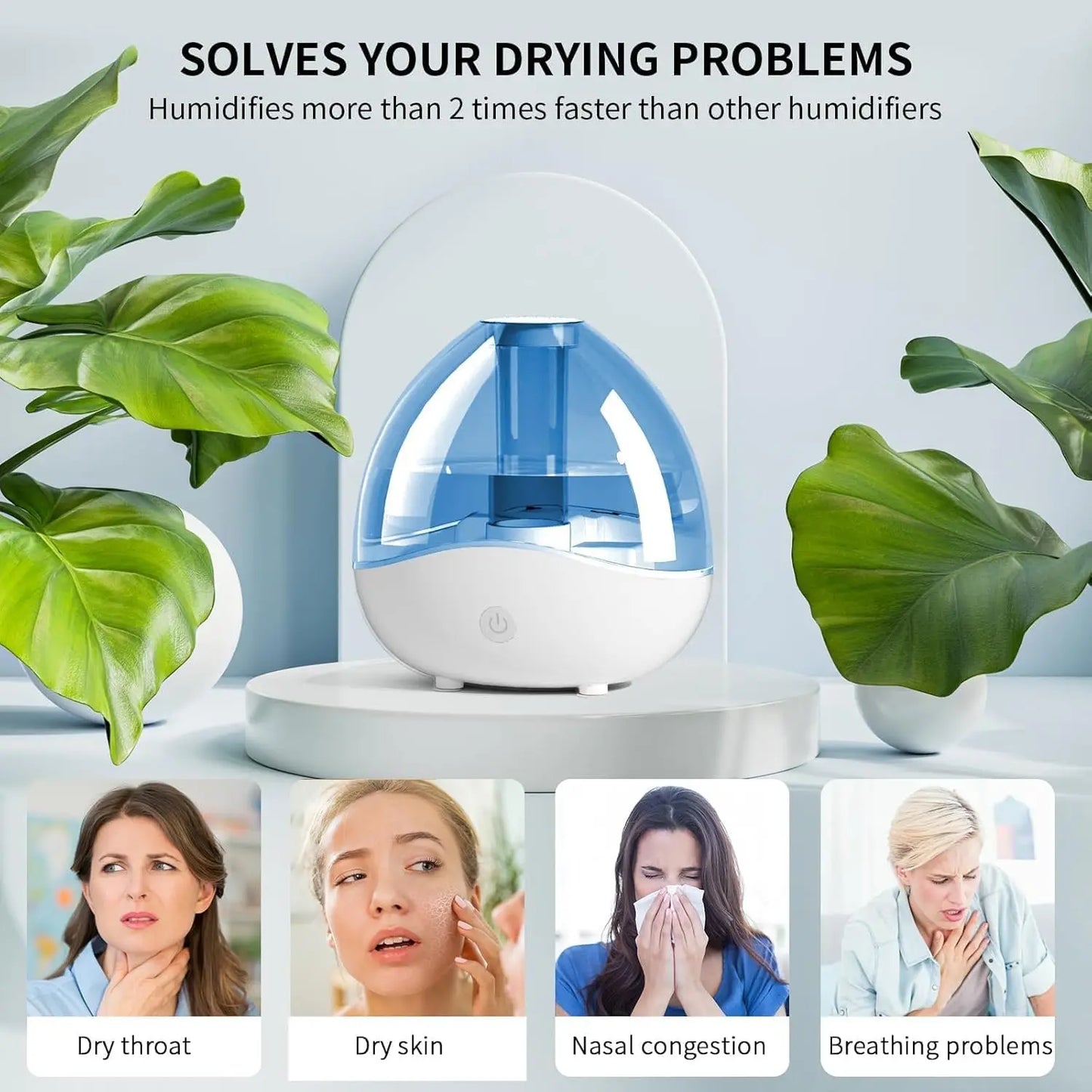 Ultrasonic Cool Mist Humidifier Quiet Air Humidifiers for Bedroom Desk Humidifiers with Removable Night Light