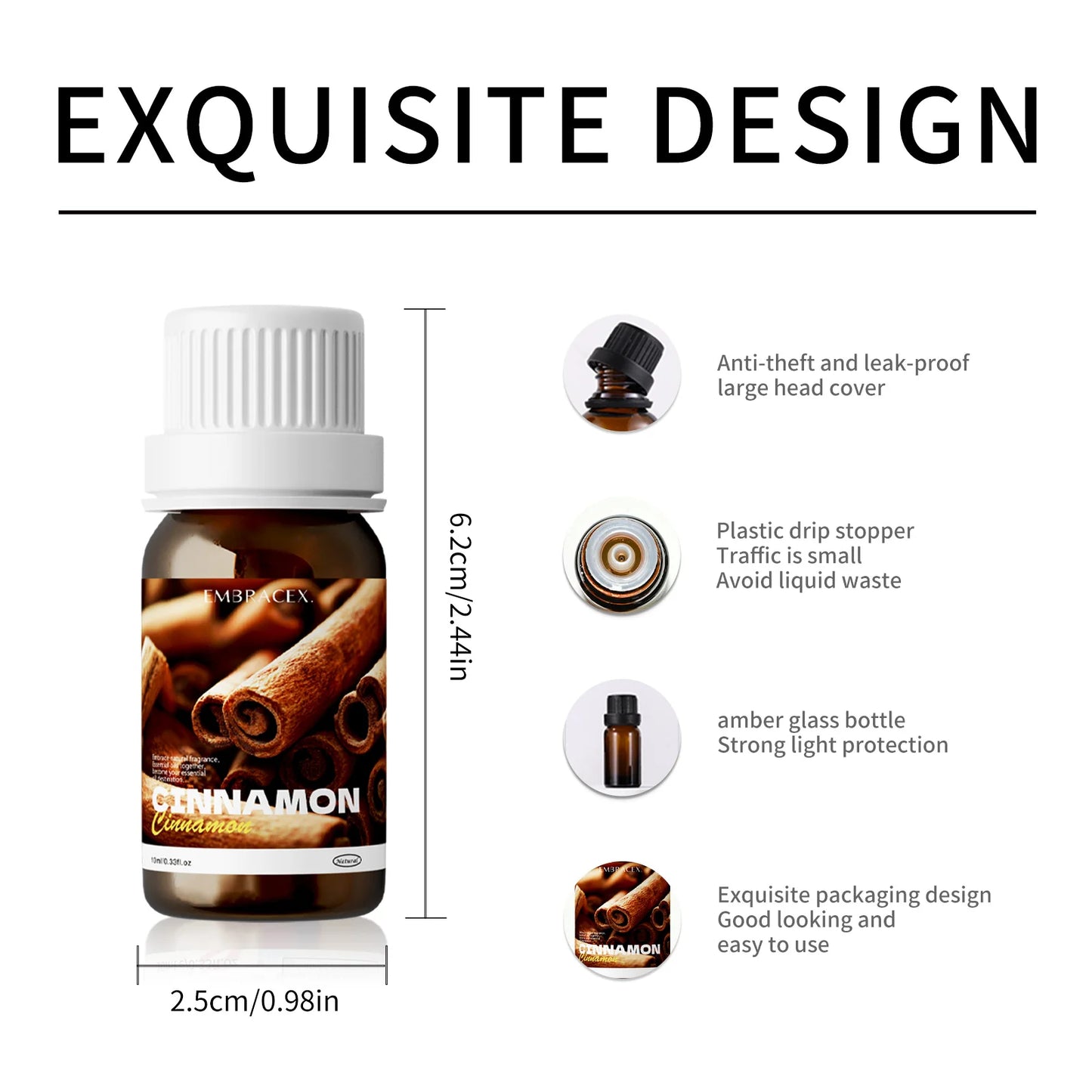 10ml Cinnamon Oil 100% Natural Cinnamon Essential Oils Cinnamon Bark Essential Oil Skin & Hair Body & Candle Making Spicy Sweet