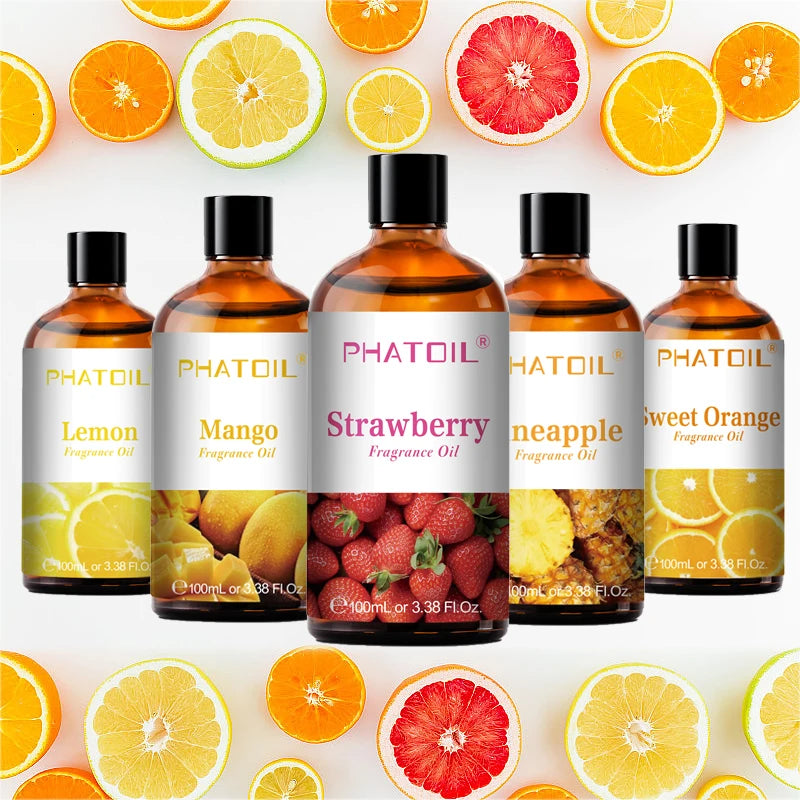 PHATOIL 100ml Aromatherapy Fragrance Oil Coconut Strawberry Cherry Watermelon Lemon Pear Aroma Oils For Diffuser Candle Making