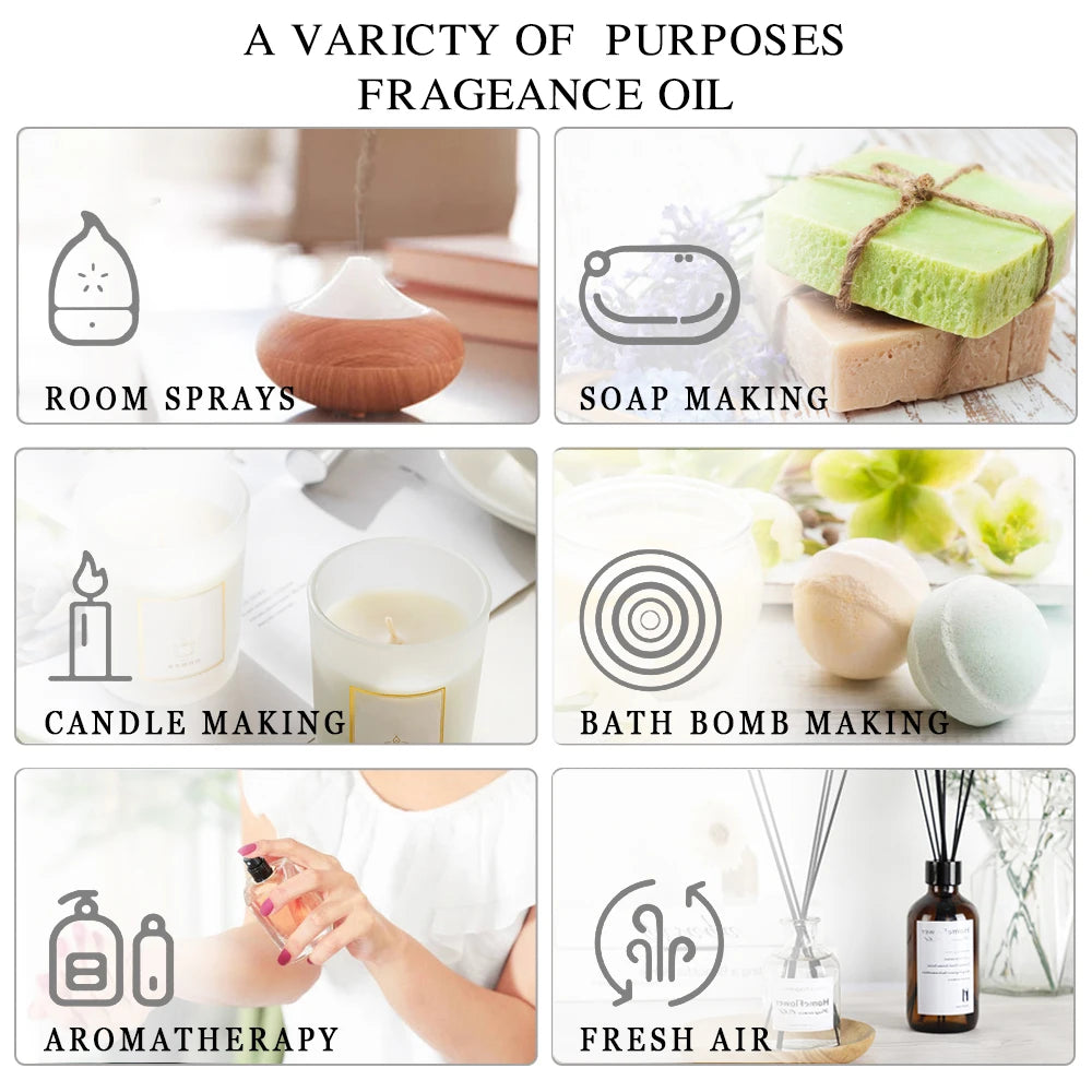 EUQEE Aromatic Essential Oil Coconut Lilac Freesia Leather Strawberry Mango Watermelon Green Tea Fragrance Oil for Men and Women