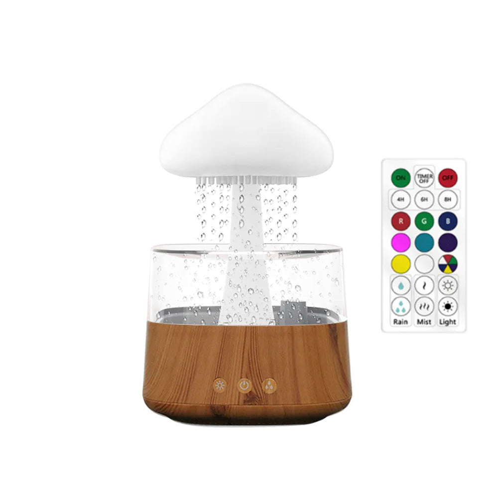 Cloud Humidifiers Water Drip Mushroom Humidifiers with Remote 7Color Control Mood Light Air Humidifier Raindrop Humidifiers