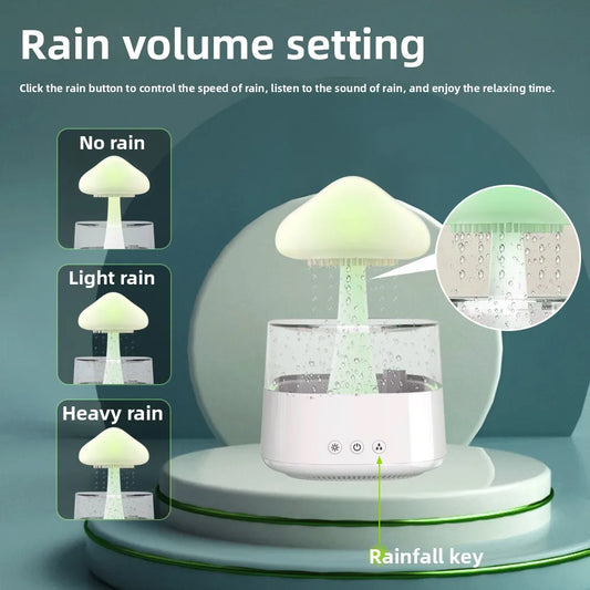 Cloud Humidifiers Water Drip Mushroom Humidifiers with Remote 7Color Control Mood Light Air Humidifier Raindrop Humidifiers