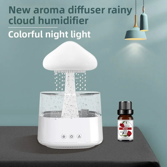 Cloud Humidifiers Water Drip Mushroom Humidifiers with Remote 7Color Control Mood Light Air Humidifier Raindrop Humidifiers