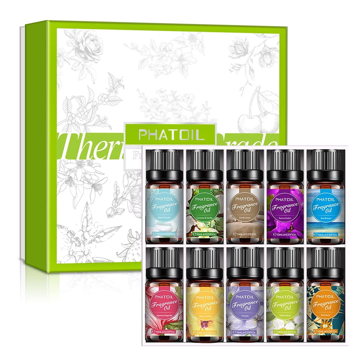 PHATOIL 10ml Fragrance Oil for Candles Making Diffuser Coconut Vanilla Coffee Black Opiumm Angel La Vie Est Belle Bubble Gum
