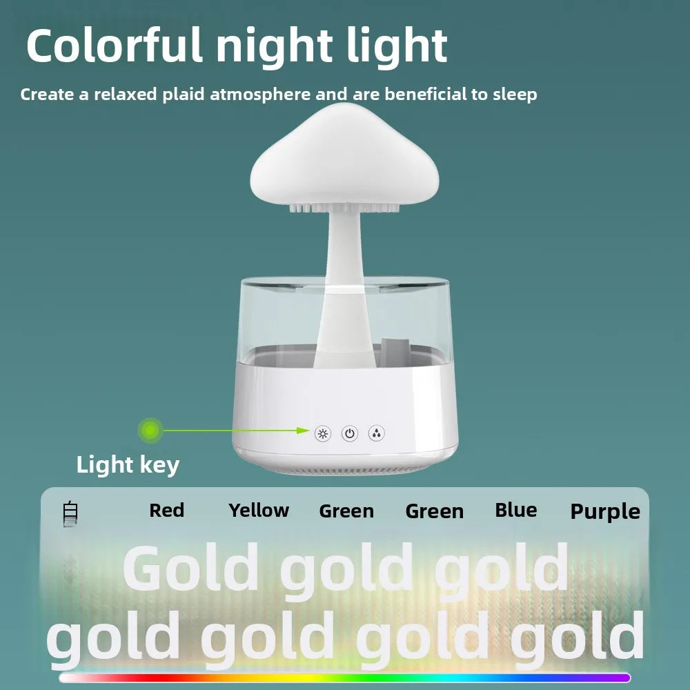 Cloud Humidifiers Water Drip Mushroom Humidifiers with Remote 7Color Control Mood Light Air Humidifier Raindrop Humidifiers
