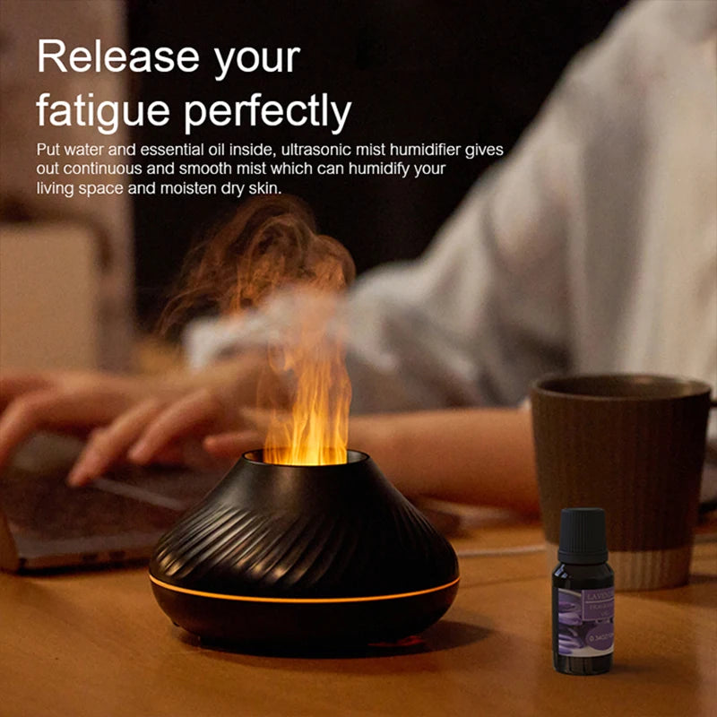 Colorful Flame Aromatherapy Humidifier Cool Mist Maker 130ml USB Essential Oil Aroma Diffuser for Home Bedroom Office Hotel