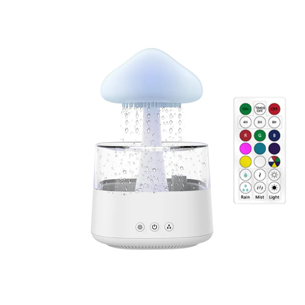 Cloud Humidifiers Water Drip Mushroom Humidifiers with Remote 7Color Control Mood Light Air Humidifier Raindrop Humidifiers